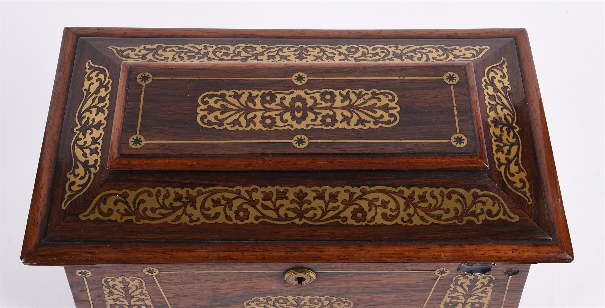 Y A WILLIAM IV ROSEWOOD AND BRASS INLAID TEA CADDY - Image 3 of 3