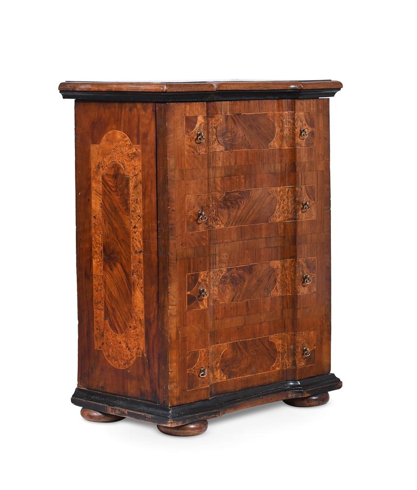 A CONTINENTAL WALNUT, BURR WALNUT AND EBONISED SIDE CABINET, 18TH CENTURY - Image 2 of 4