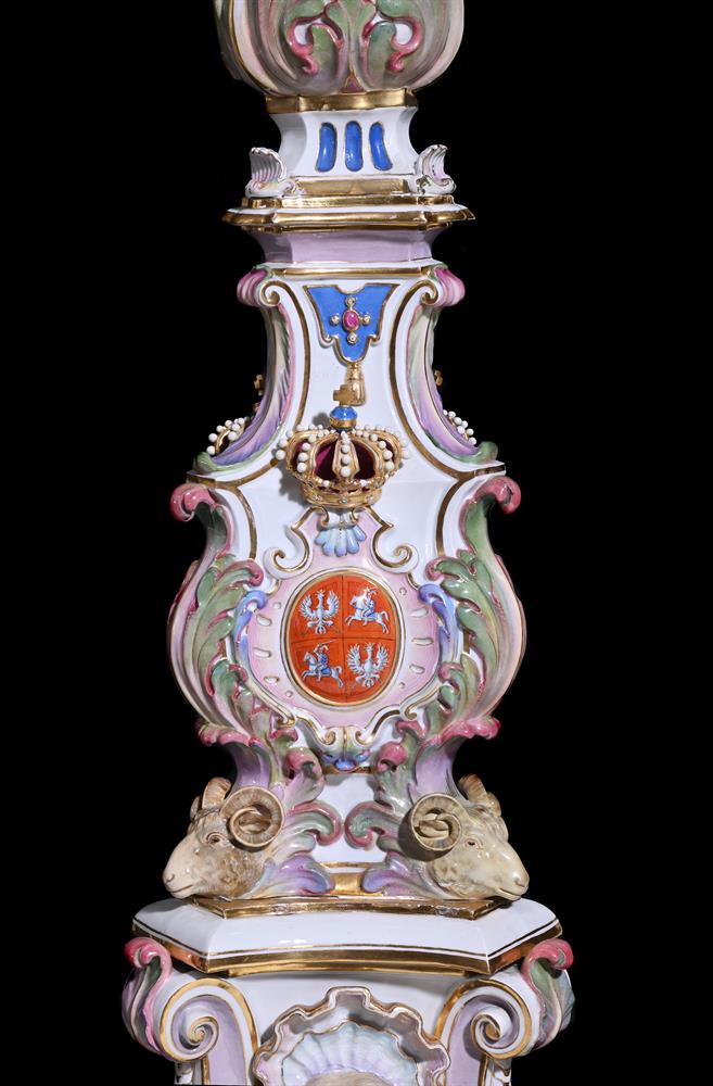 A LARGE PAIR OF MEISSEN PORCELAIN FLOOR STANDING CANDELABRA, LATE 19TH CENTURY - Image 4 of 8