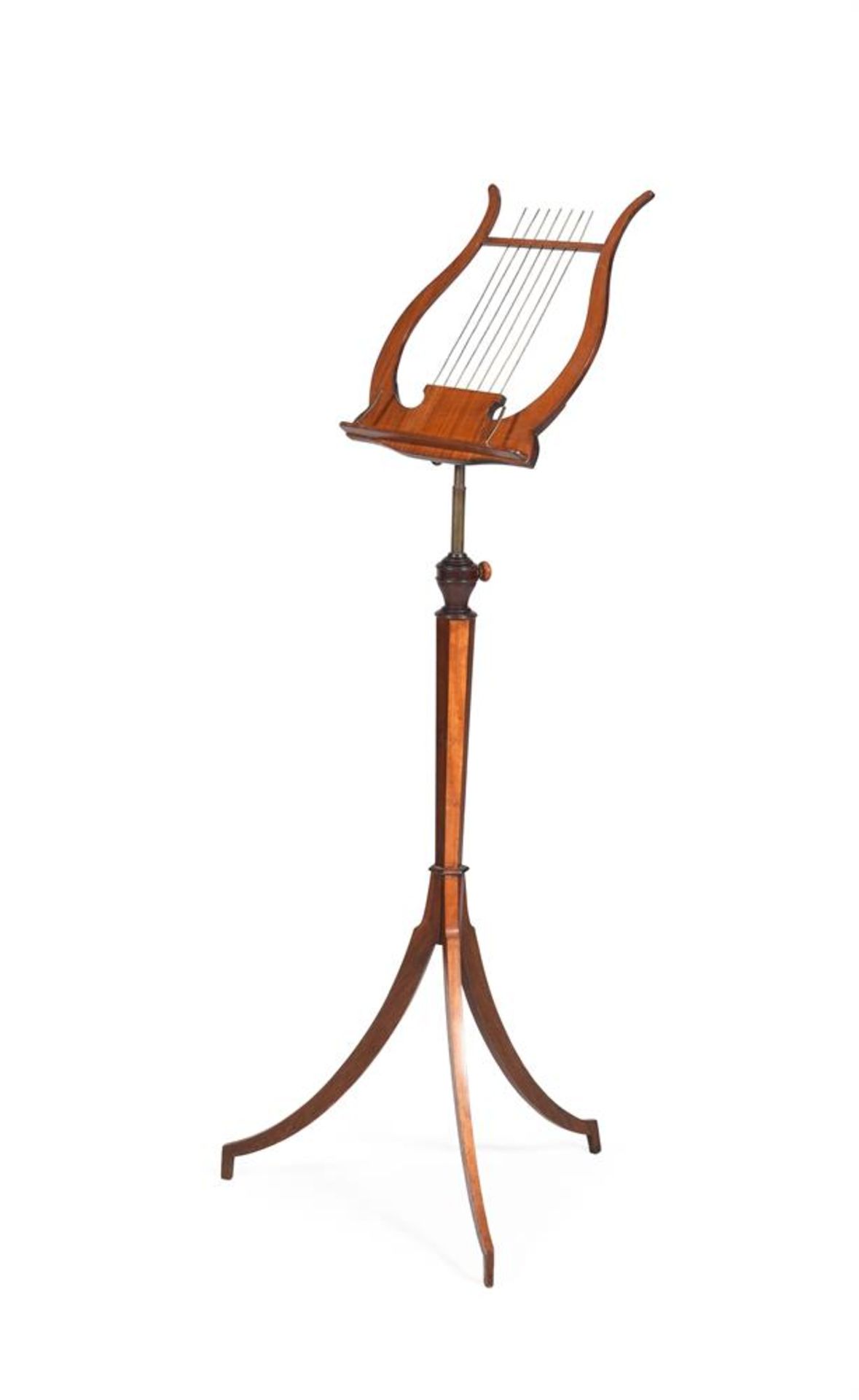 A LATE VICTORIAN SATINWOOD LYRE MUSIC STAND, LATE 19TH CENTURY