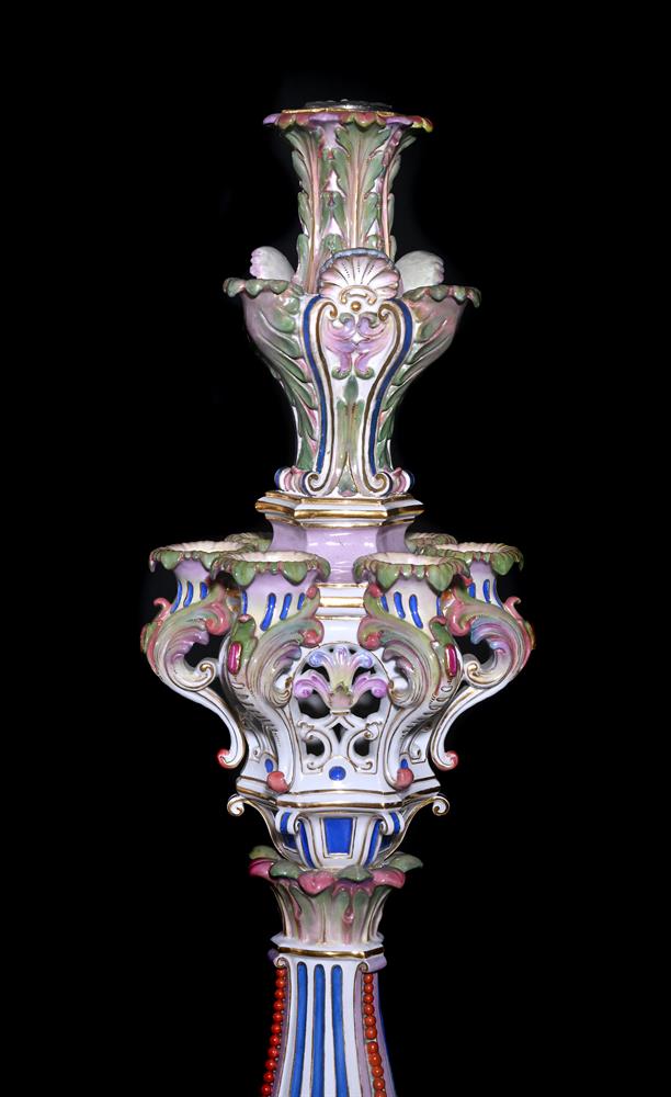A LARGE PAIR OF MEISSEN PORCELAIN FLOOR STANDING CANDELABRA, LATE 19TH CENTURY - Image 8 of 8