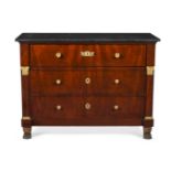 AN EMPIRE MAHOGANY AND ORMOLU MOUNTED SECRETAIRE CHEST, CIRCA 1820