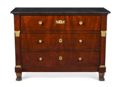 AN EMPIRE MAHOGANY AND ORMOLU MOUNTED SECRETAIRE CHEST, CIRCA 1820