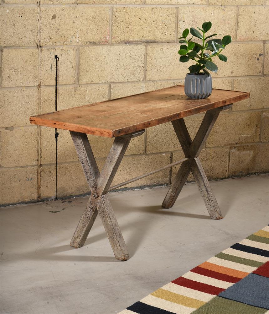 A PINE AND PAINTED WOOD TAVERN TABLE