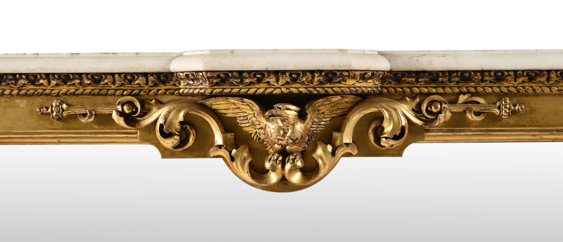 A VICTORIAN GILTWOOD AND AMBOYNA CONSOLE TABLELATE 19TH CENTURY - Bild 3 aus 3