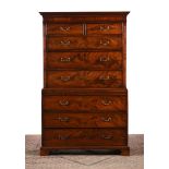 A GEORGE III MAHOGANY CHEST ON CHEST, CIRCA 1780