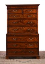 A GEORGE III MAHOGANY CHEST ON CHEST, CIRCA 1780