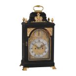 A GEORGE III GILT BRASS MOUNTED EBONISED TABLE/BRACKET CLOCK MADE FOR THE IBERIAN MARKET
