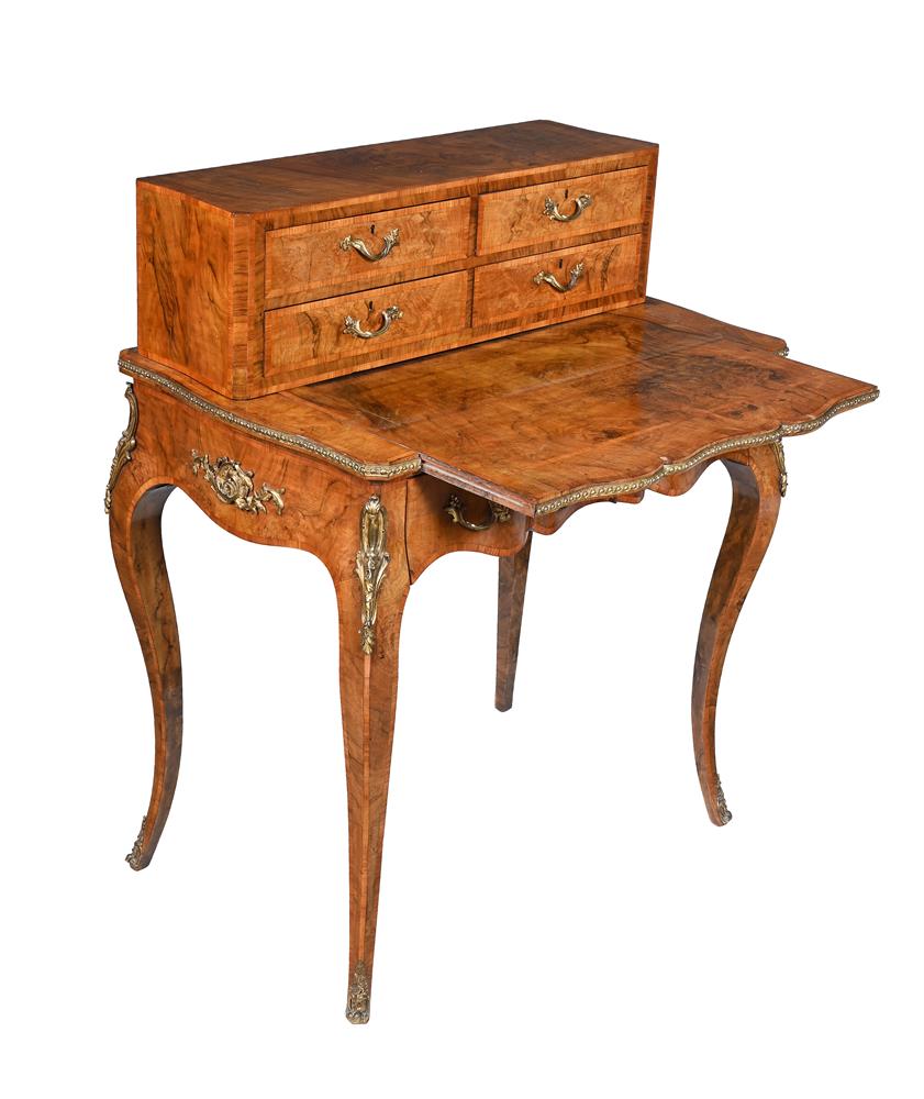 Y A FRENCH FIGURED WALNUT, TULIPWOOD CROSSBANDED AND GILT METAL MOUNTED BONHEUR DU JOUR - Image 2 of 3