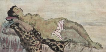A CHINESE WATERCOLOUR PAINTING OF NUDE LADY, 20TH CENTURY