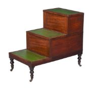 A REGENCY MAHOGANY AND LEATHER LIBRARY STEPS, CIRCA 1820