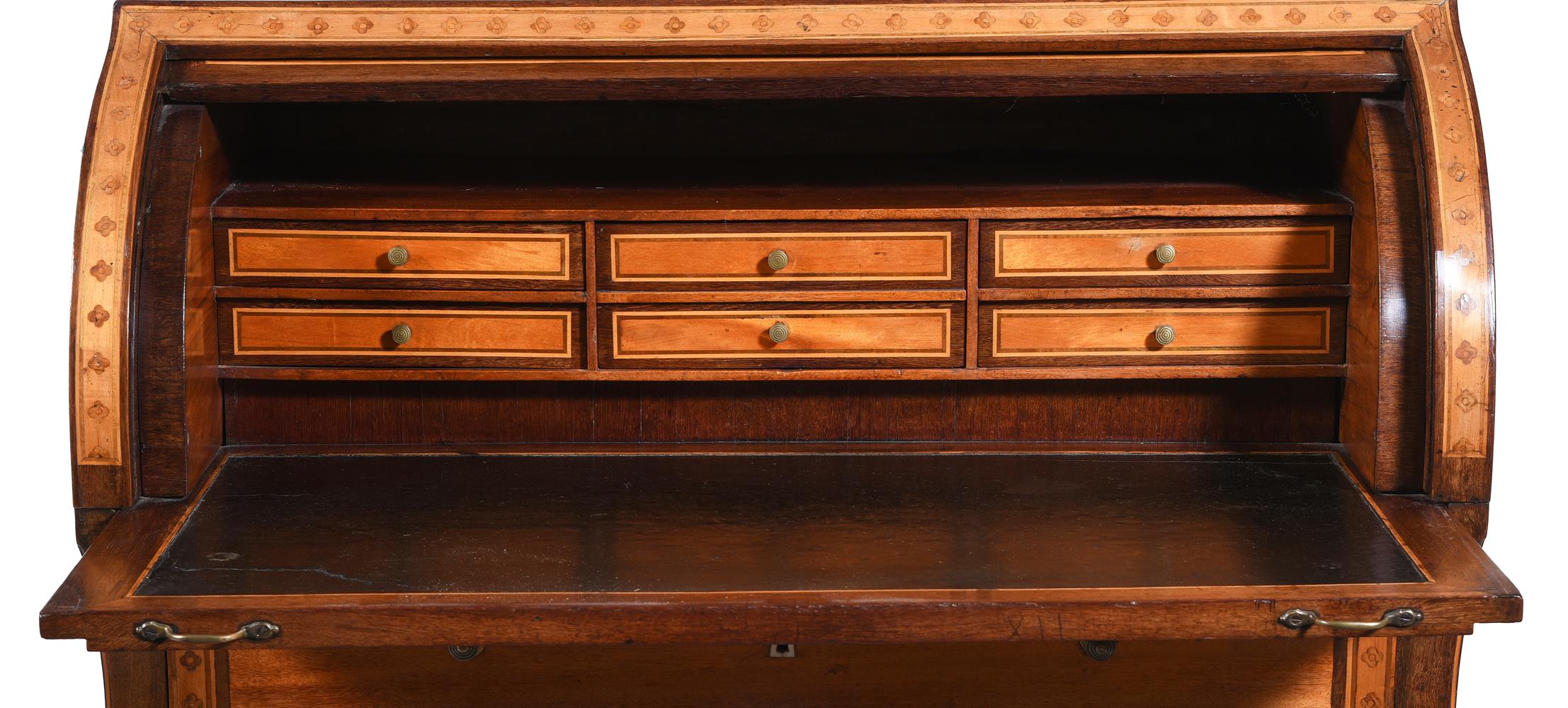 AN ITALIAN AMARANTH, SATINWOOD AND INLAID ROLL TOP DESK, LATE 18TH CENTURY - Image 2 of 3