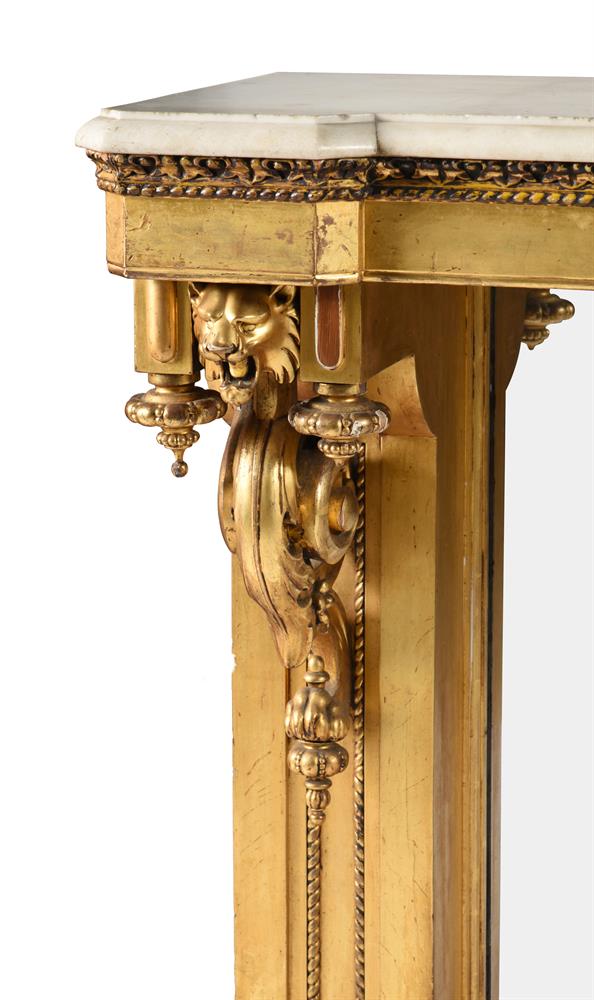 A VICTORIAN GILTWOOD AND AMBOYNA CONSOLE TABLELATE 19TH CENTURY - Image 2 of 3