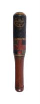 A WILLIAM IV PAINTED WOOD SHORT TRUNCHEON
