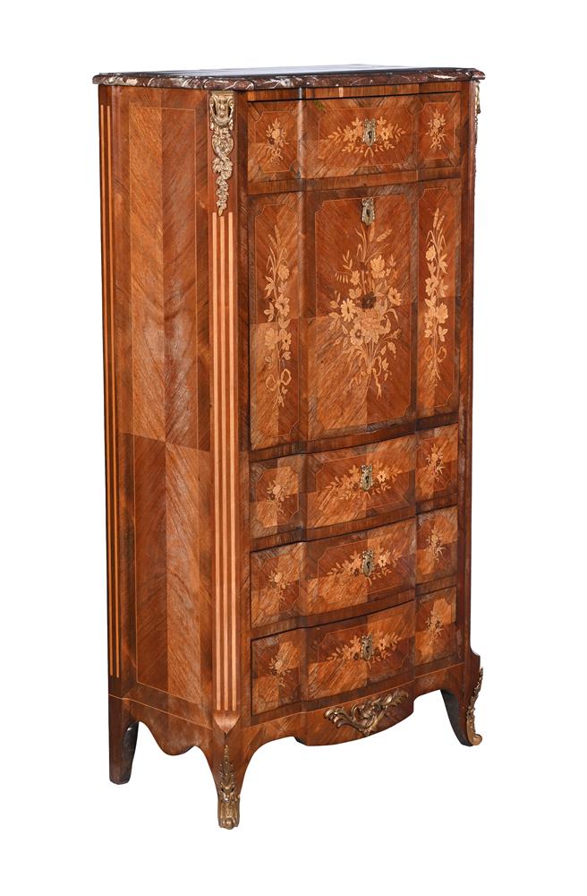 Y A FRENCH ROSEWOOD, KINGWOOD AND MARQUETRY SECRETAIRE A ABATTANT