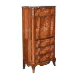 Y A FRENCH ROSEWOOD, KINGWOOD AND MARQUETRY SECRETAIRE A ABATTANT