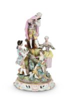 A GERMAN PORCELAIN FIGURAL GROUP IN MEISSEN STYLE, LATE 19TH CENTURY