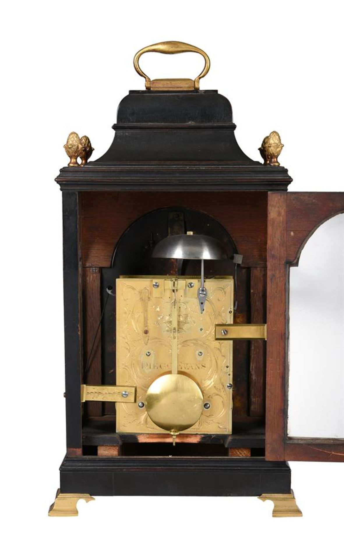 A GEORGE III GILT BRASS MOUNTED EBONISED TABLE/BRACKET CLOCK MADE FOR THE IBERIAN MARKET - Image 2 of 3