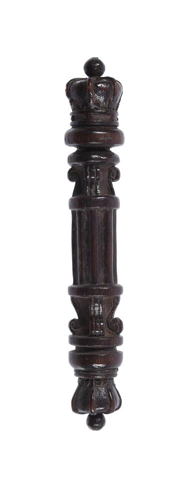 A VICTORIAN CARVED WOOD TIPSTAFF