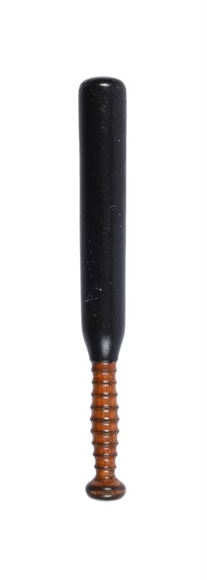 A VICTORIAN BLACK AND POLYCHROME DECORATED TRUNCHEON - Bild 2 aus 2