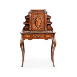 A FRENCH WALNUT AND MARQUETRY INLAID BONHEUR DU JOUR IN LOUIS XVI STYLE, LATE 19TH CENTURY