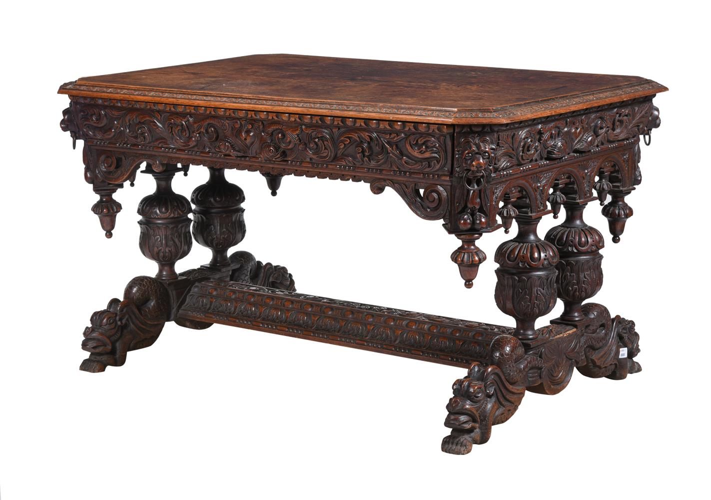 A VICTORIAN CARVED OAK CENTRE TABLE, SECOND HALF 19TH CENTURY
