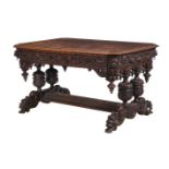 A VICTORIAN CARVED OAK CENTRE TABLE, SECOND HALF 19TH CENTURY