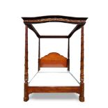 A MAHOGANY FOUR POSTER BED RECENTLY MANUFACTURED BY 'AND SO TO BED'