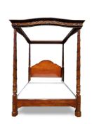 A MAHOGANY FOUR POSTER BED RECENTLY MANUFACTURED BY 'AND SO TO BED'