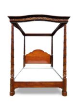 A MAHOGANY FOUR POSTER BED RECENTLY MANUFACTURED BY 'AND SO TO BED'