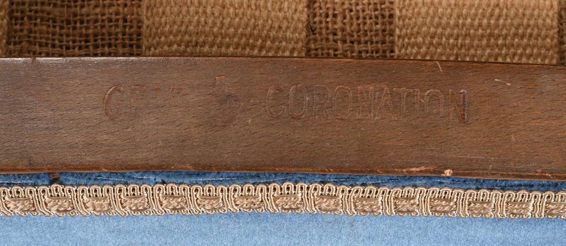A GEORGE VI CORONATION LIMED OAK AND UPHOLSTERED CHAIRBY B. NORTH & SONS, WEST WYCOMBE, CIRCA 1937 - Image 5 of 5