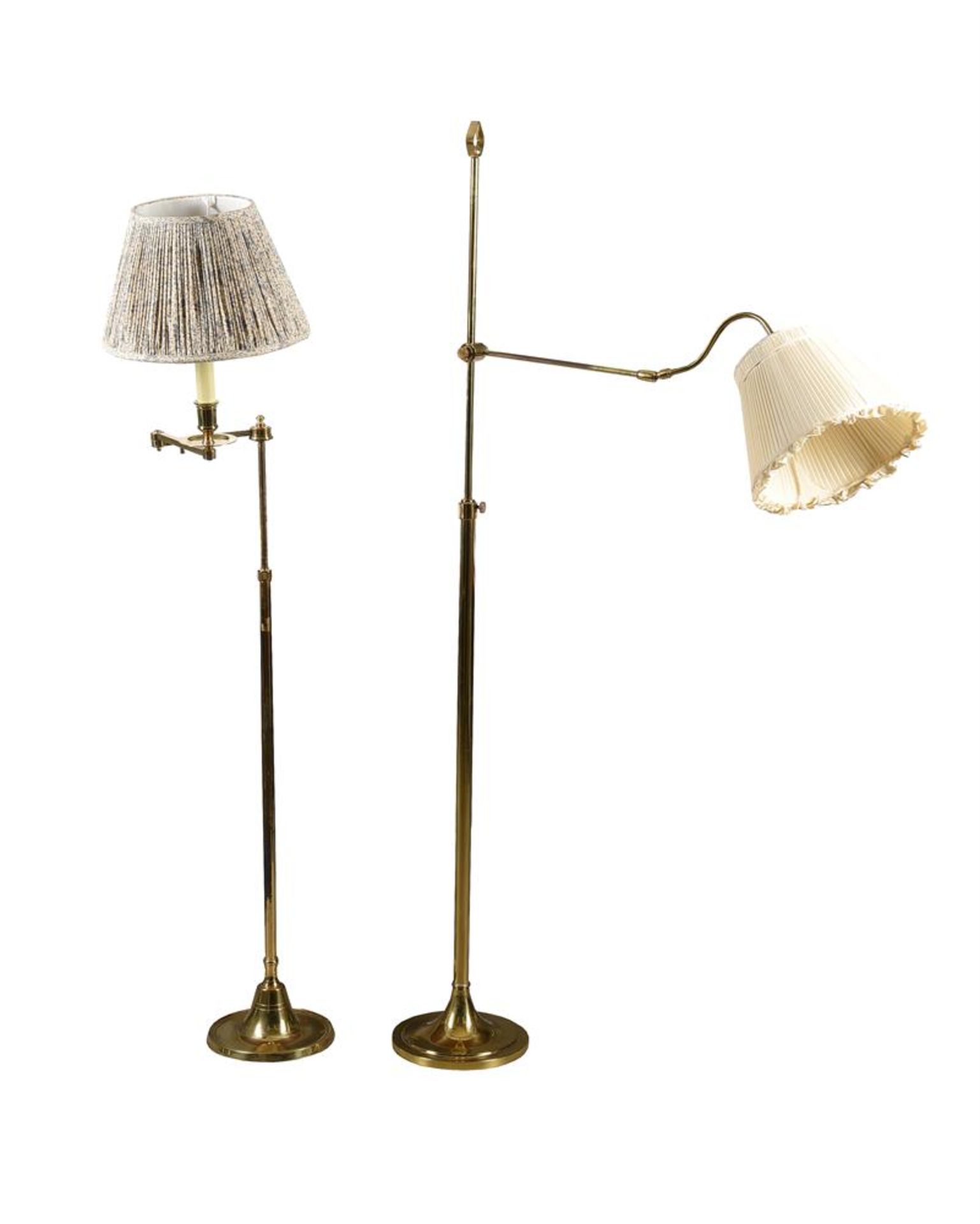 TWO SIMILAR BRASS STANDARD LAMPS, 20TH CENTURY
