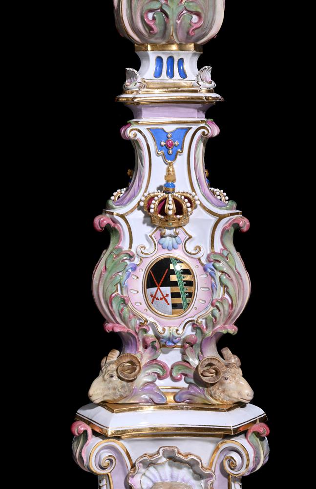 A LARGE PAIR OF MEISSEN PORCELAIN FLOOR STANDING CANDELABRA, LATE 19TH CENTURY - Image 3 of 8