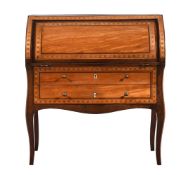 AN ITALIAN AMARANTH, SATINWOOD AND INLAID ROLL TOP DESK, LATE 18TH CENTURY