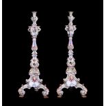 A LARGE PAIR OF MEISSEN PORCELAIN FLOOR STANDING CANDELABRA, LATE 19TH CENTURY