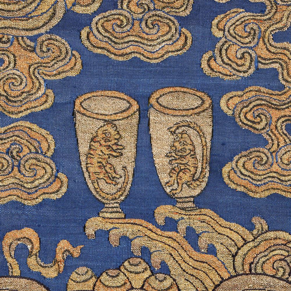 A rare Imperial 'twelve symbol' blue silk dragon robe - Image 13 of 37
