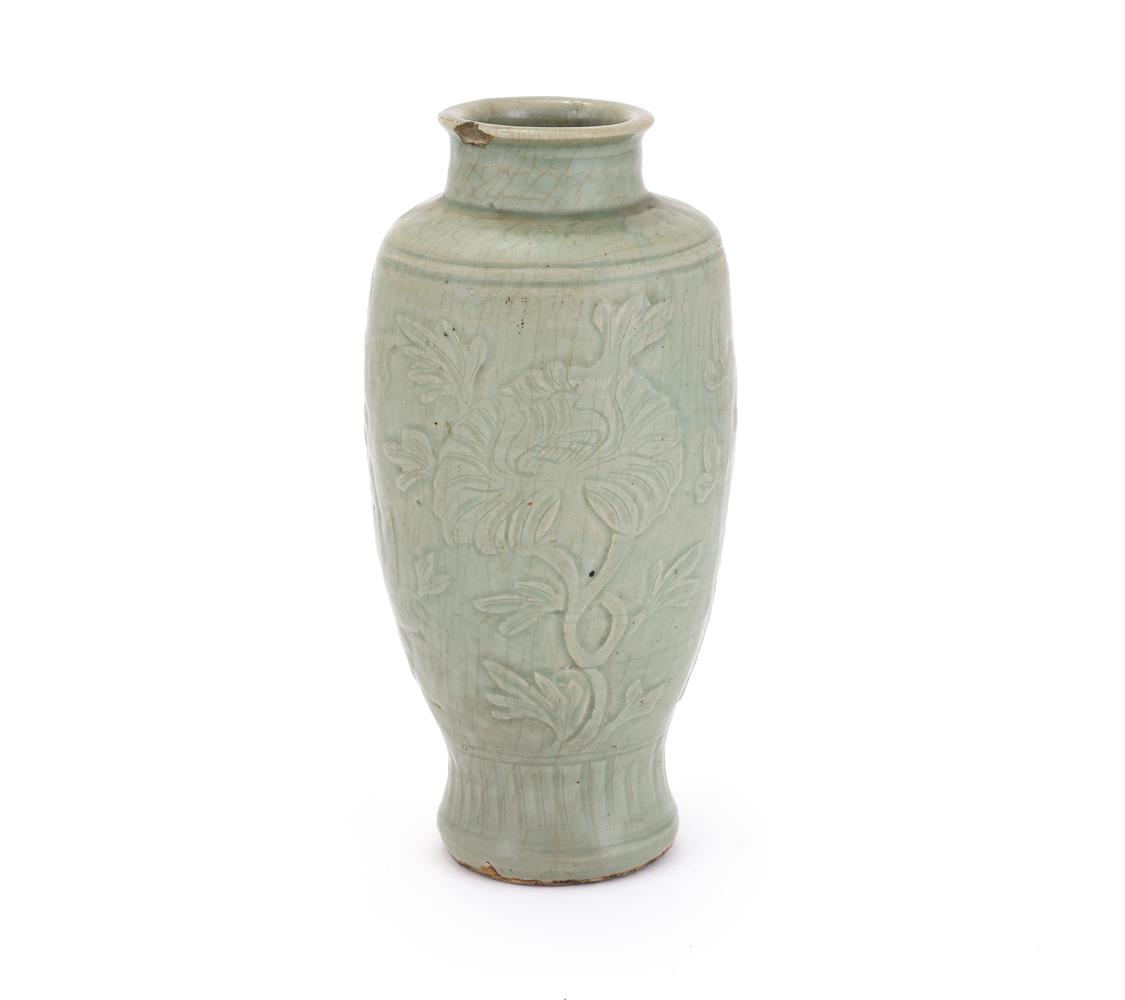 A Chinese carved 'longquan' celadon vase - Image 2 of 2