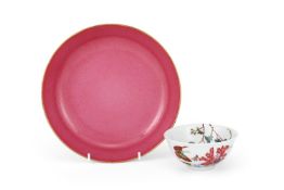A large Chinese ruby red glazed dish
