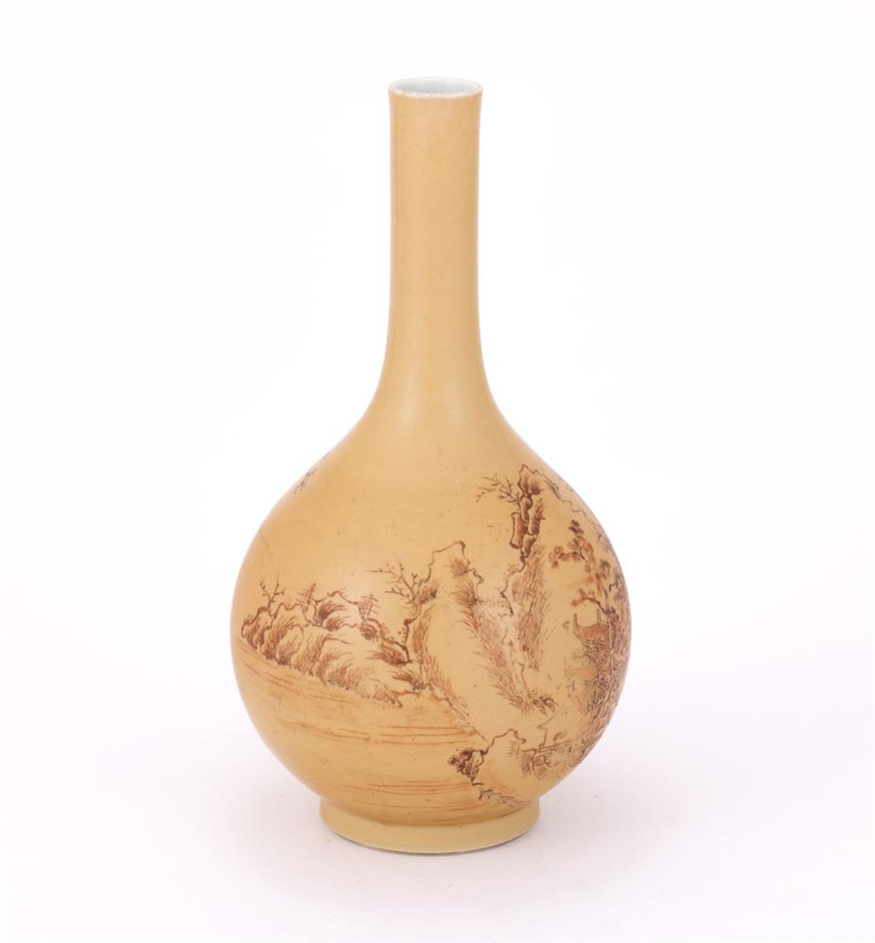 A Chinese amber-glazed 'Landscape' bottle vase - Bild 2 aus 3