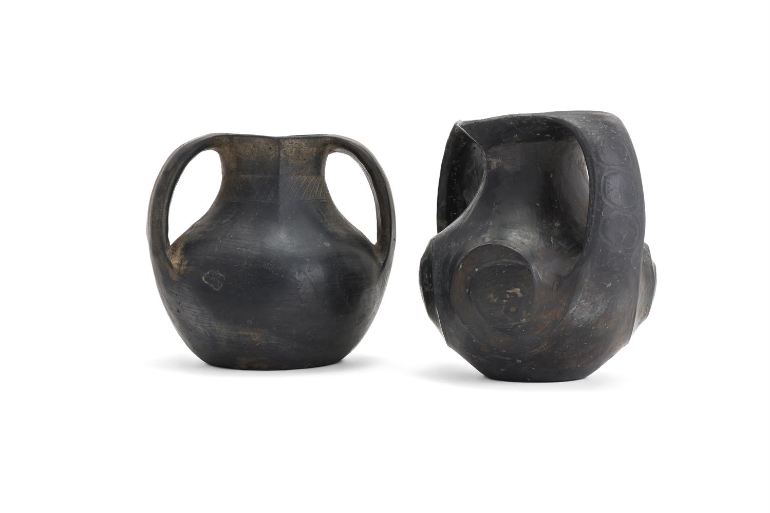 Two Chinese black pottery vases - Image 3 of 6