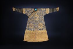 A rare Imperial 'twelve symbol' blue silk dragon robe