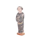 A Chinese painted pottery figure of an attendant