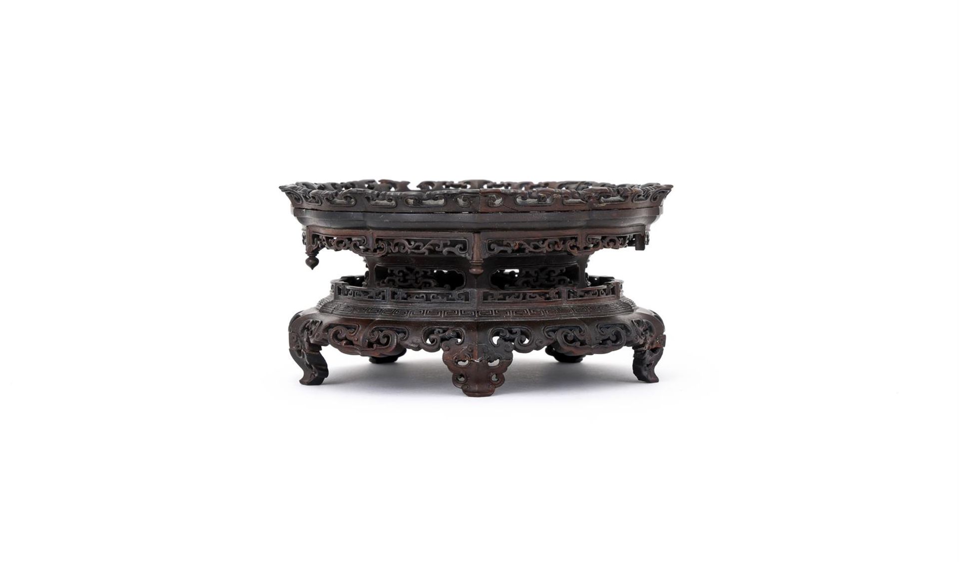 A large Chinese zitan waisted stand