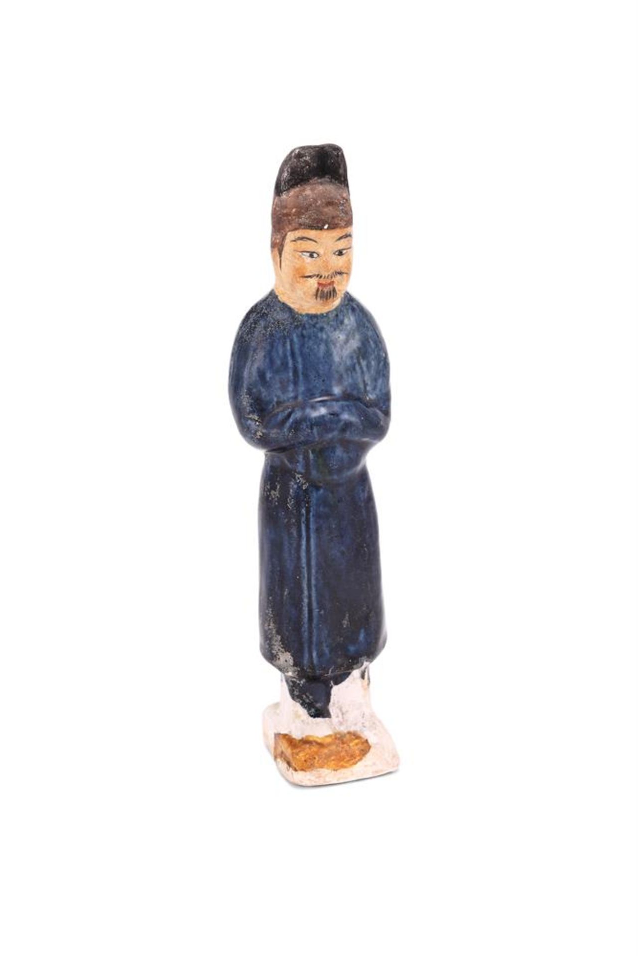 A Chinese blue glazed pottery dignitary