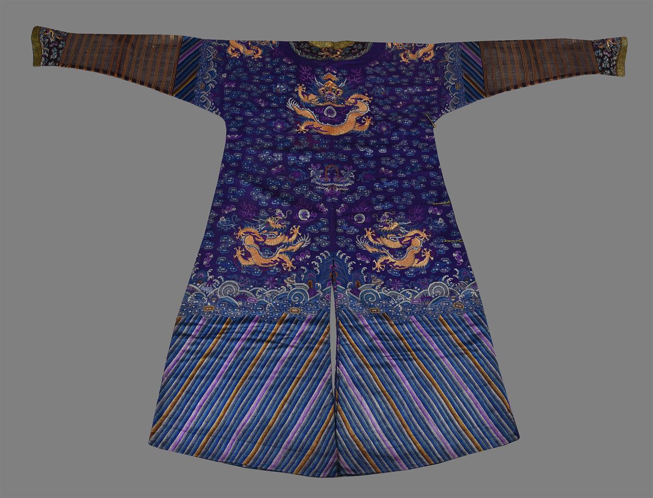 A Chinese purple-blue silk summer gauze five-clawed 'Dragon' robe - Image 2 of 6
