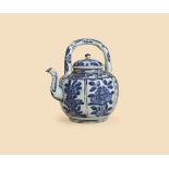 A Chinese blue and white wine pot and cover