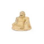 A Chinese Yixing straw glazed Budai