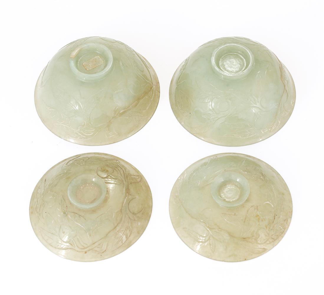 A pair of celadon jadeite bowls and covers - Image 3 of 3