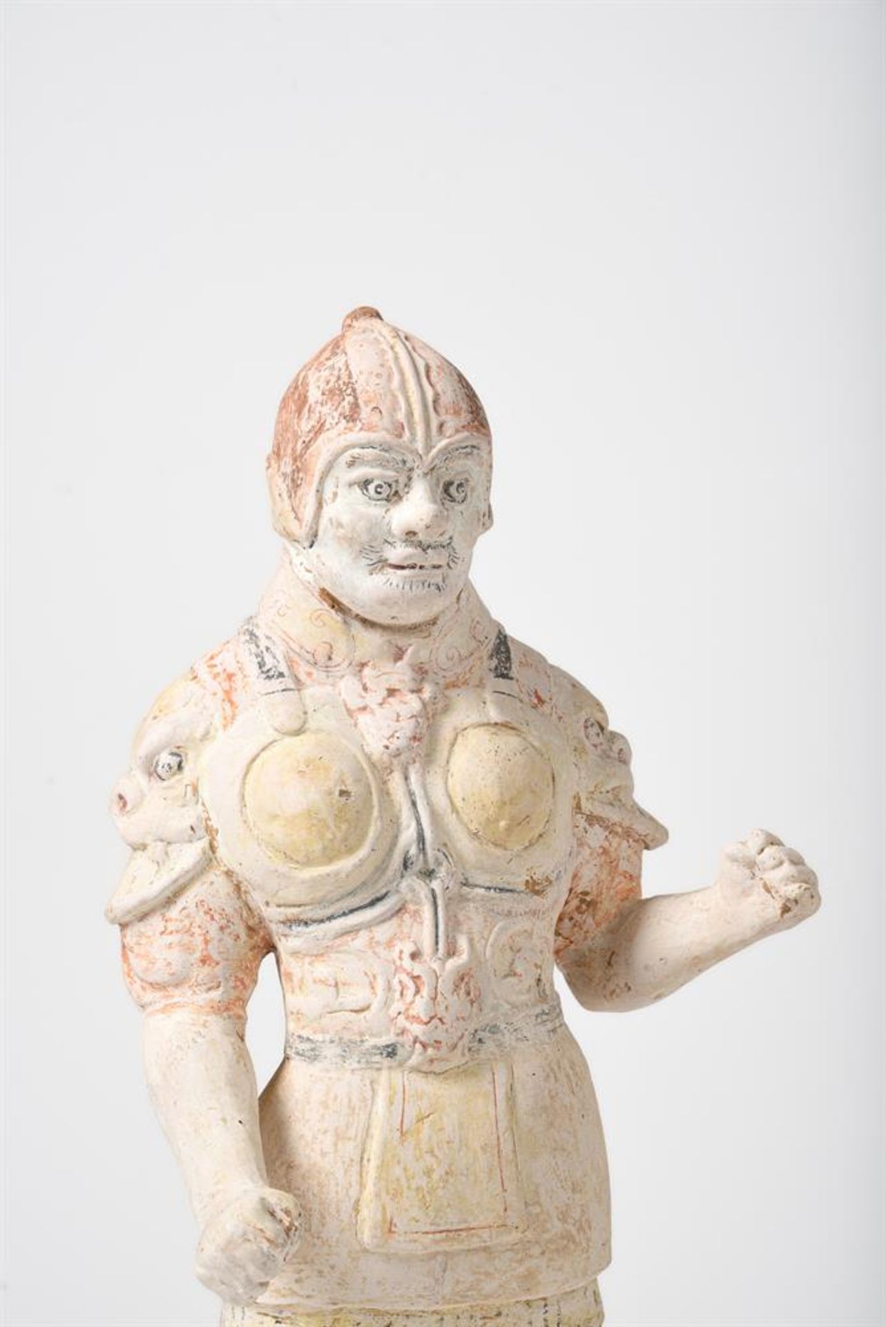 A large pair of Chinese painted pottery models of soldiers - Image 2 of 7