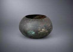 A Chinese bronze alms bowl